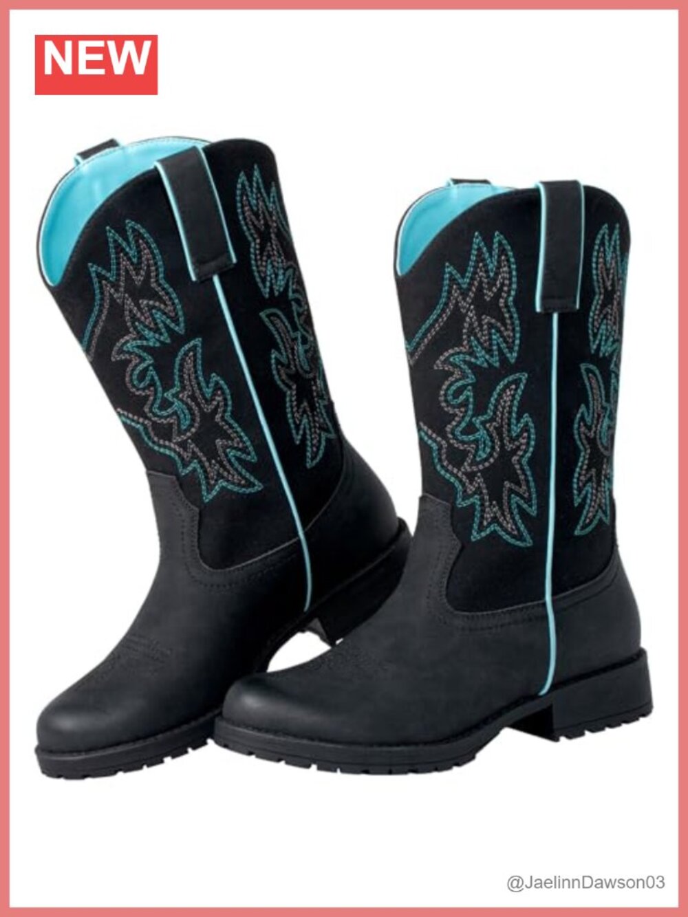 Women's Faux Leather Western Cowboy Work Boots Slip Resistant Wide Calf